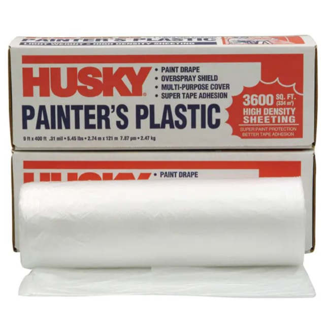 Husky High Density Painter's Plastic, Clear, .31 mil, 9" x 400'