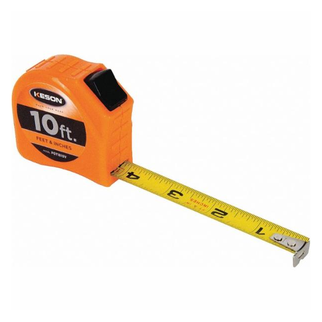 Keson® Toggle Series Measuring Tape, Nylon Coated Steel Blade, 10'