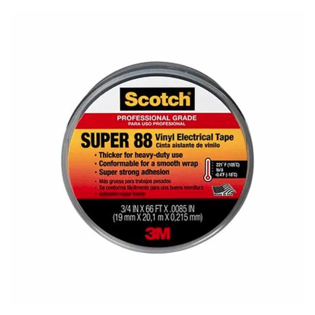 3M Scotch Super 88 Vinyl Electrical Tape, 0.75" x 66' x 8.5 mil