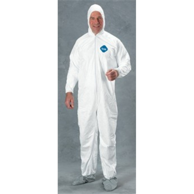 DuPont™ Tyvek® 400 Coverall, TY122S, Hood, Elastic Wrist, Skid-Resist Boots, Elastic Waist