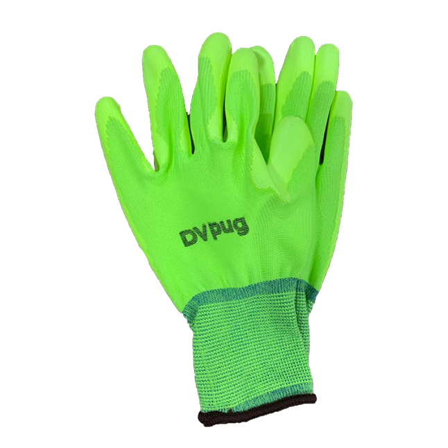 DiVal Economy Grade Polyurethane (PU) Palm Coated Gloves, Hi Viz