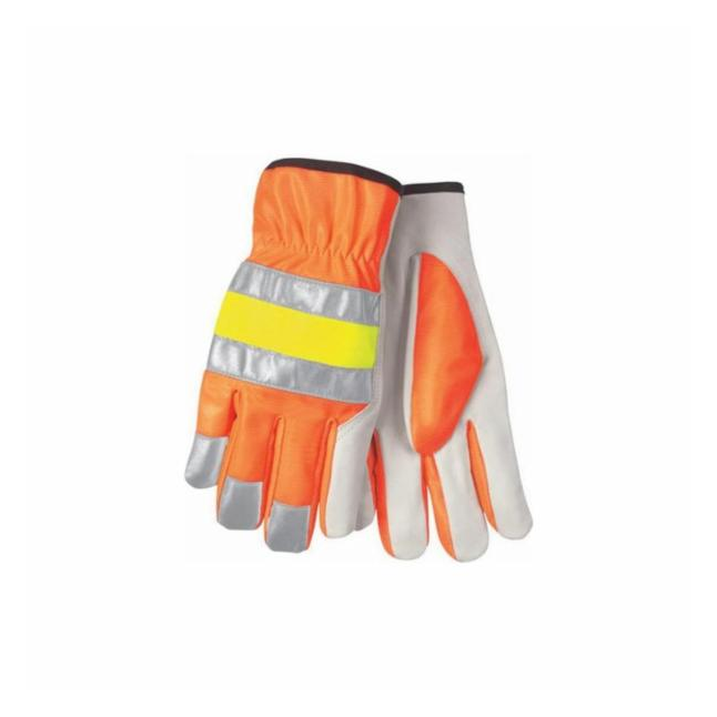 MCR Luminator™ Goatskin Drivers Glove, Hi Viz Orange with Reflective Stripes