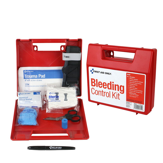 First Aid Only® Basic Bleeding Control Wall Station Kit, 24 Person