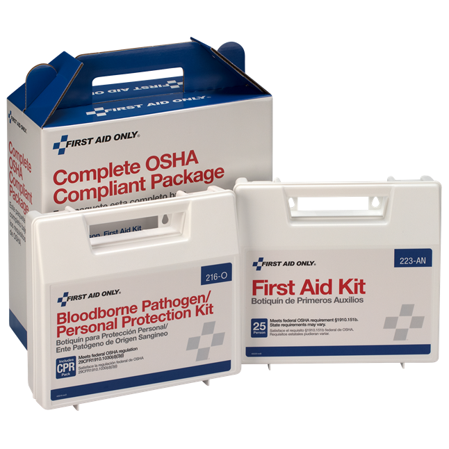 First Aid Only® 227-CP OSHA Compliance Package, Bloodborne Pathogen Kit + First Aid Kit