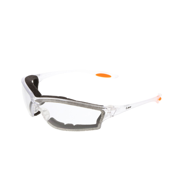 Law® LW2 Series Foam Lined Safety Glasses, TPR Nose Piece, Temple Inserts