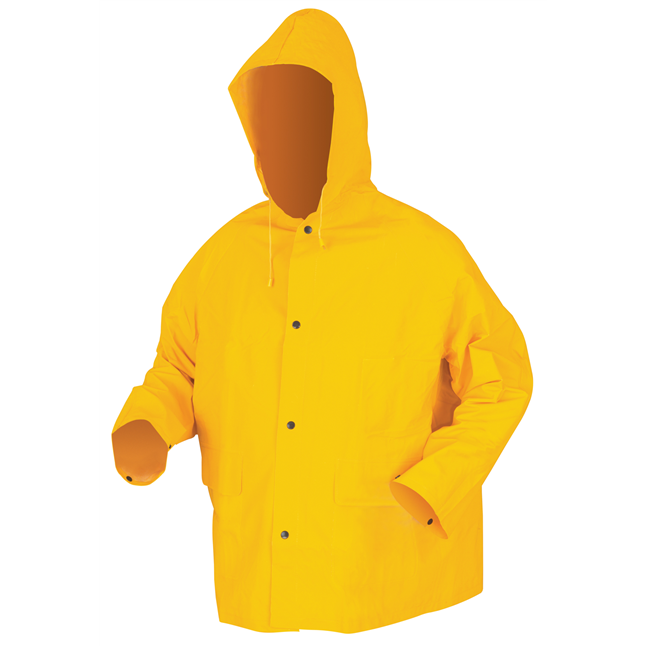 Classic Series Rain Gear .35mm PVC / Polyester Waterproof Rain Jacket w/ Attached Hood
