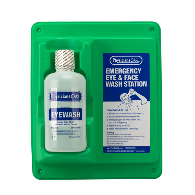 PhysiciansCARE® Single Eyewash Station with 32oz Bottle