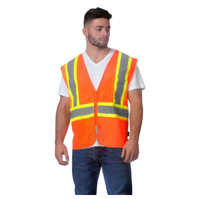 Illuminator™ Mesh Class 2 Vest with Two Tone Stripes and Zipper Closure