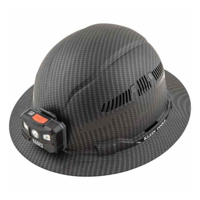 Klein® KARBN Full Brim Hard Hat, Vented, Class C withHeadlamp