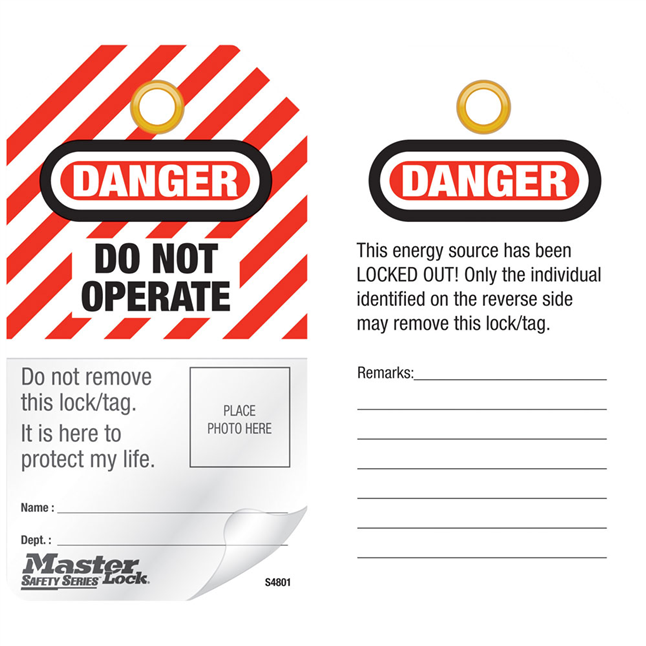 Master Lock® "DANGER DO NOT OPERATE" Self Laminating Tag