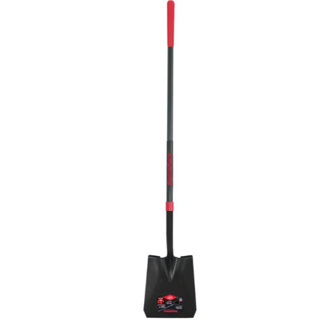Razor-Back Square Point Shovel with Traditional Socket, Fiberglass Handle with Cushion Grip