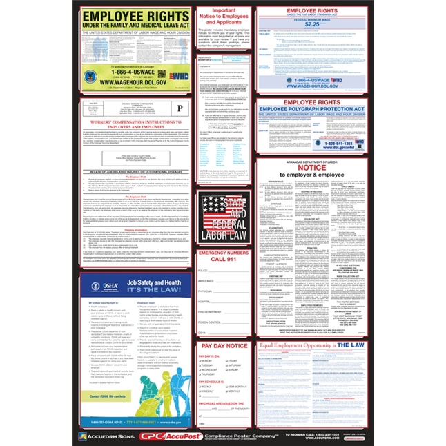 OSHA Safety Poster: Combo State, Federal & OSHA Labor Law Posters