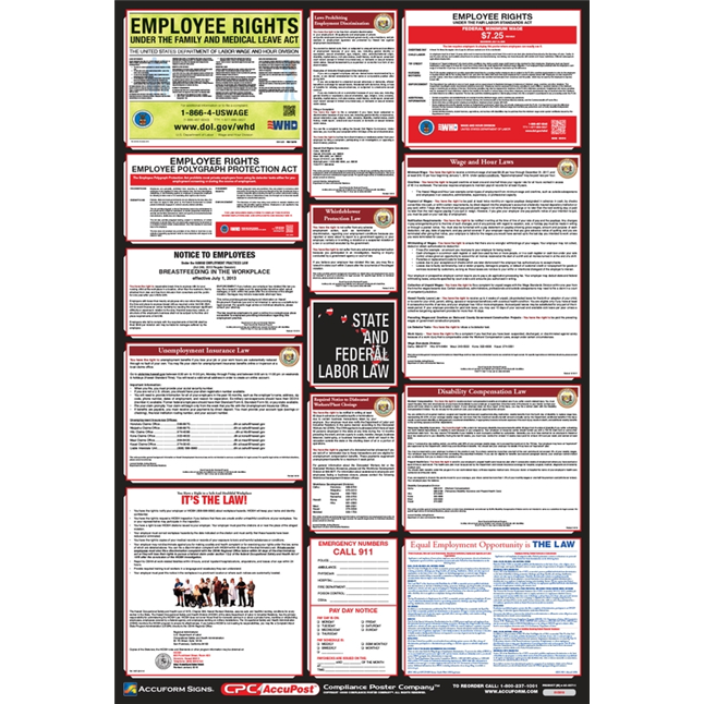 OSHA Safety Poster: Combo State, Federal & OSHA Labor Law Posters