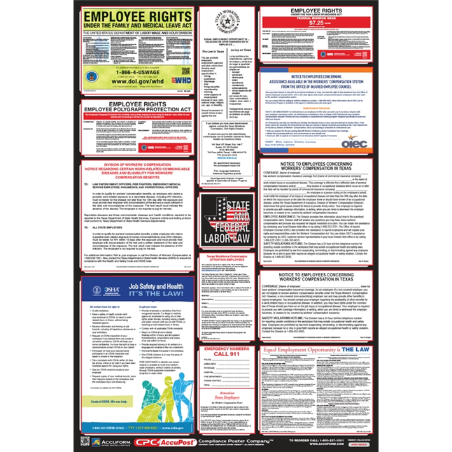 OSHA Safety Poster: Combo State, Federal & OSHA Labor Law Posters