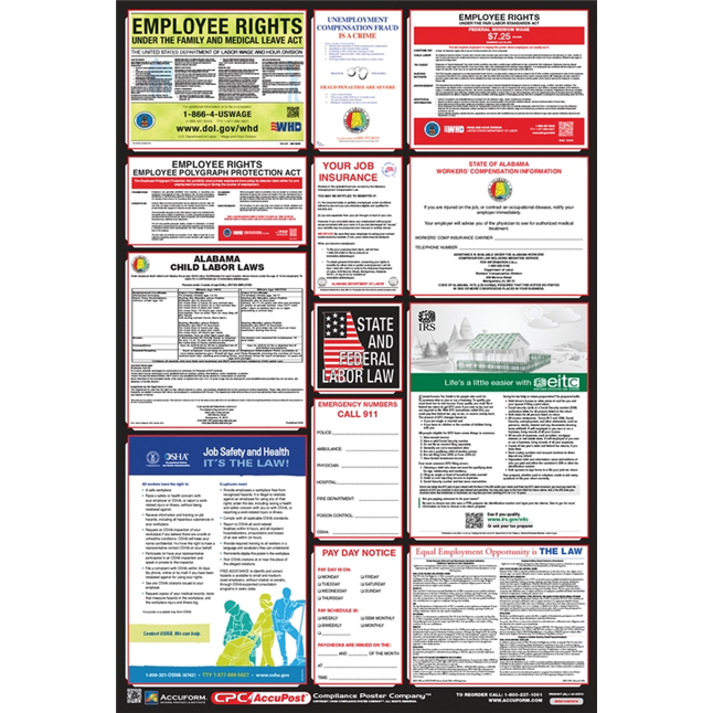 OSHA Safety Poster: Combo State, Federal & OSHA Labor Law Posters
