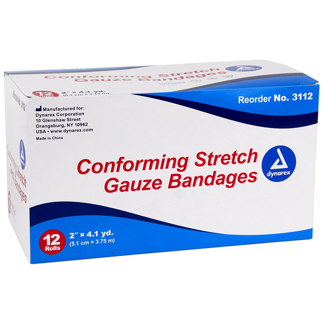 Dynarex Sterile Stretch Gauze Bandage Roll, 4.1 Yards