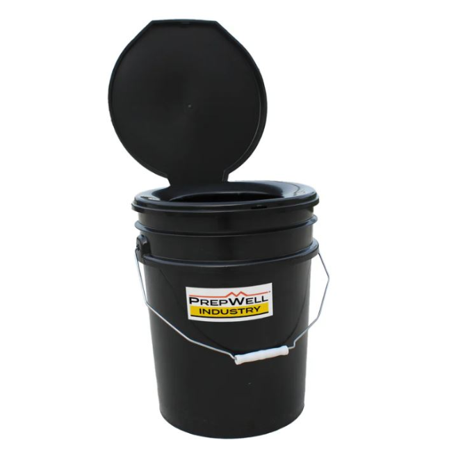 PrepWell Bucket Commode and Flip Top Toilet Seat Kit