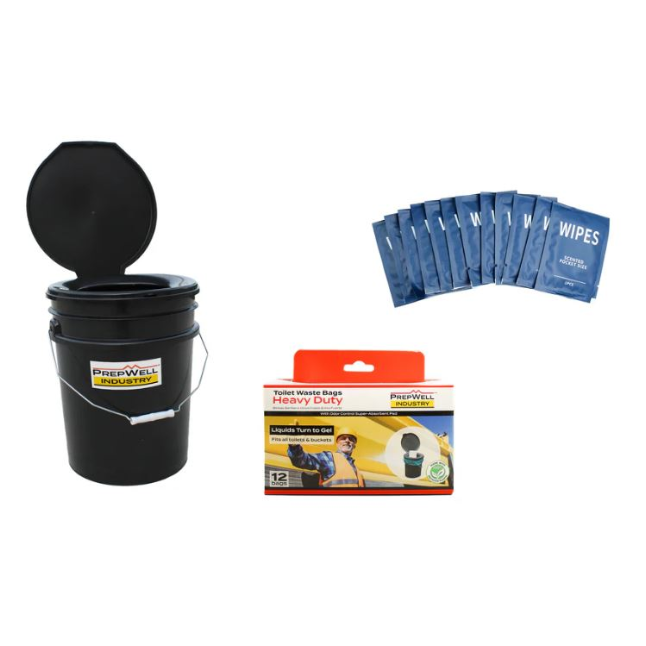 PrepWell Bucket Commode Kit with Toilet Bags