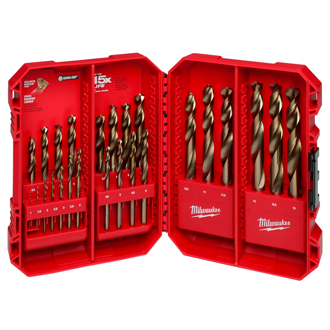 RED HELIX™ Cobalt Metric Drill Bit Set, 25 Pieces
