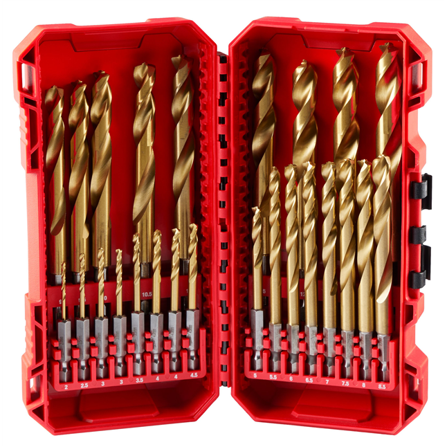 SHOCKWAVE™ Impact Duty RED HELIX™ Titanium Metric Drill Bit Set, 25 Pieces