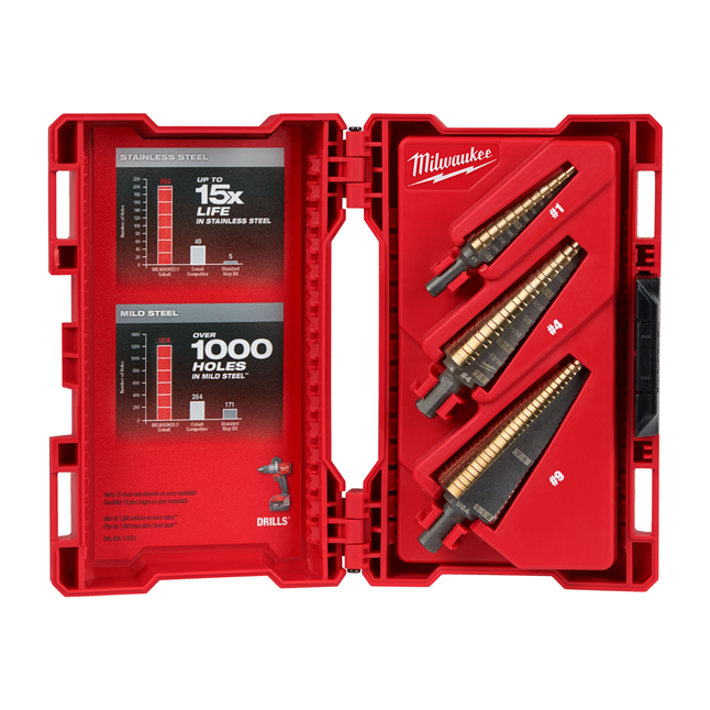 Milwaukee® Cobalt Step Drill Bit Set, 3 Pieces