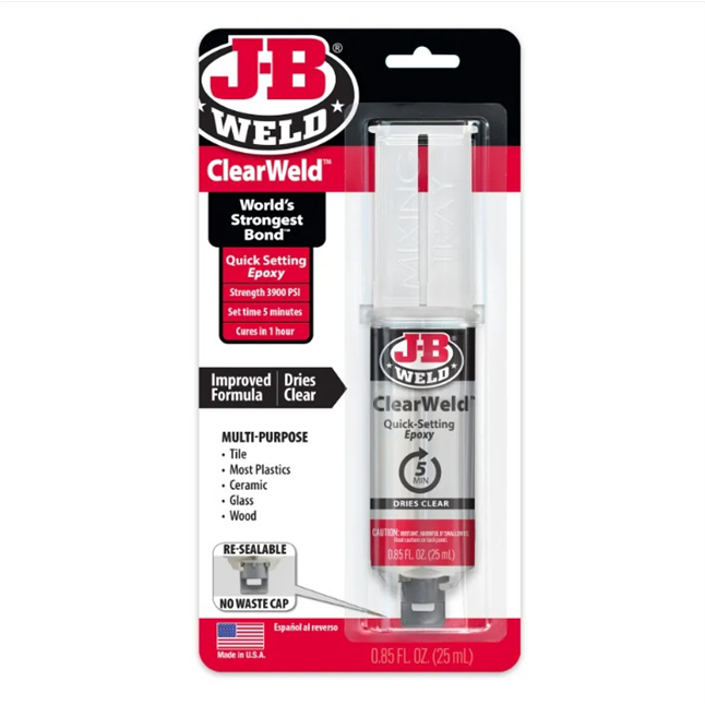J-B Weld® ClearWeld Professional Grade Quick Setting Epoxy, 25 ml Syringe