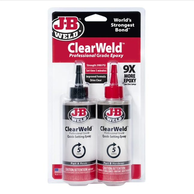 J-B Weld® ClearWeld Professional Grade Quick Setting Epoxy, 4oz Bottles, 2pk
