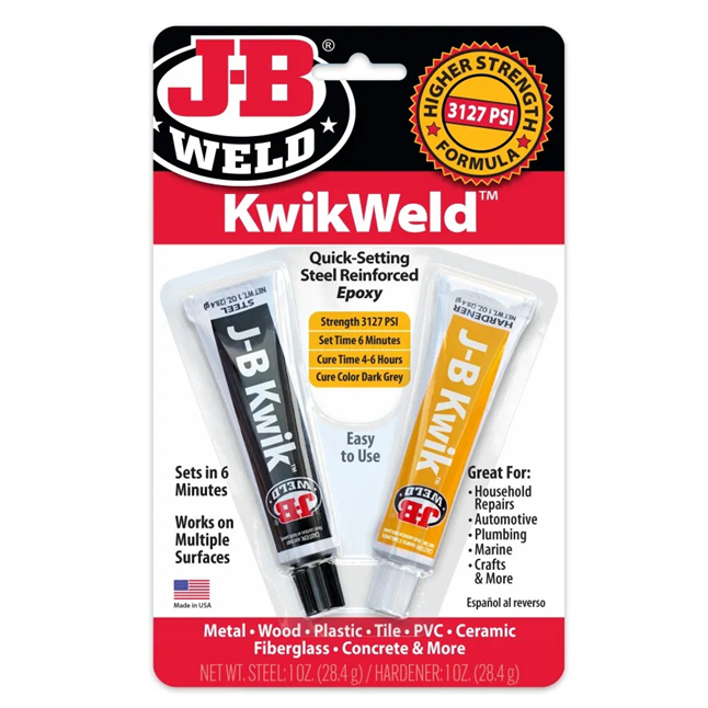 J-B Weld® KwikWeld™ Quick Setting Steel Reinforced Epoxy, 1oz Twin Tubes