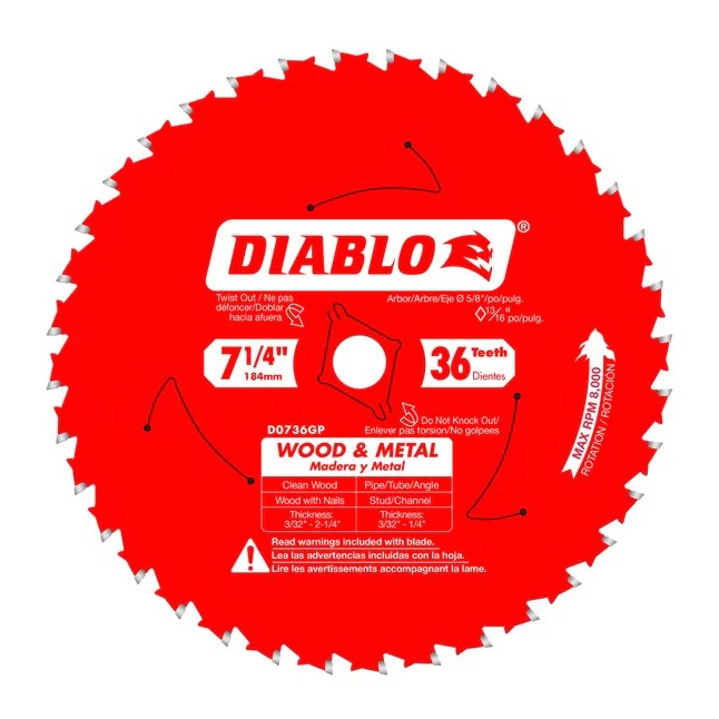 Diablo Carbide Saw Blade for Wood & Metal