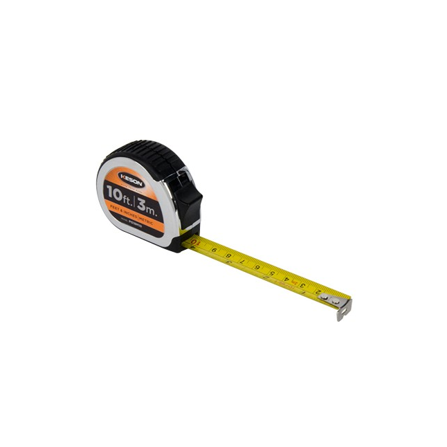 Keson Chrome Nylon Coated Steel Blade Short Tape Measure, 5/8" x 10"