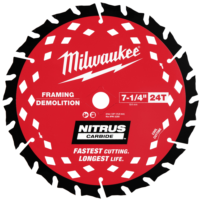 Milwaukee 24 Tooth NITRUS™ Carbide Framing & Demolition Circular Saw Blade