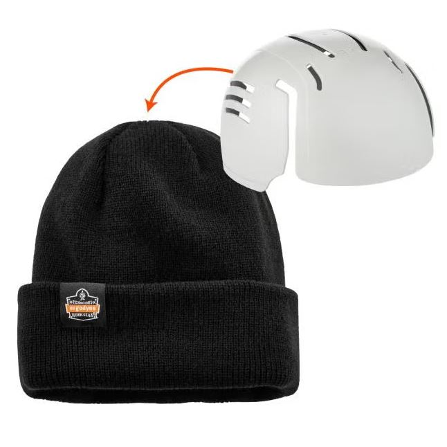 Ergodyne N-Ferno Zippered Rib Knit Beanie Hat with Bump Cap