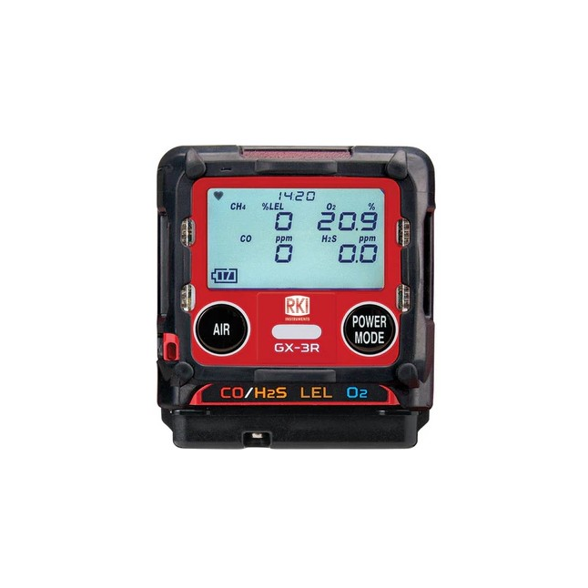RKI GX-3R Pro Gas Detector(O2 / LEL / CO / H2S) Confined Space Meter, w/ Unit Charger, Cal Cover & Wrist Strap