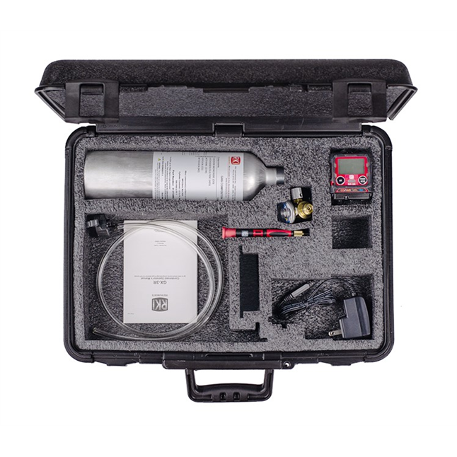 RKI GX-3R 4 Gas Detector(O2/LEL/CO/H2S) Kit, w/Cal Gas, 34AL 4 Gas Cylinder, Regulator, Tubing, Unit Charger, Screwdriver, Case