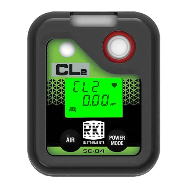 RKI SC-04 Series Single Gas Detector for CL2 (Chlorine), 0-20 ppm Range