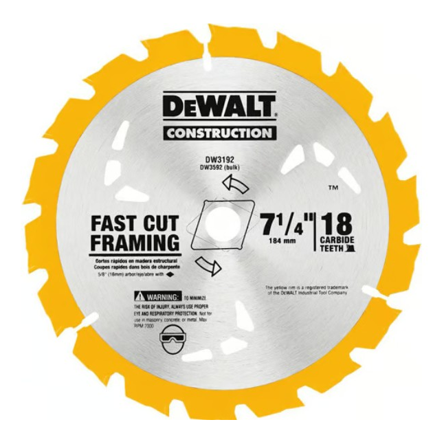 DeWALT® 18 Tooth Thin Kerf Carbide Circular Saw Blade