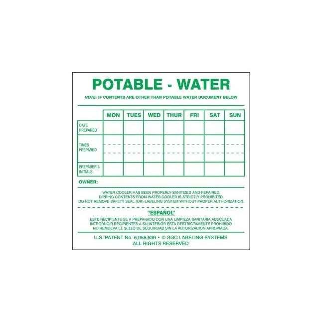 Accuform® "PORTABLE WATER" Cooler Vinyl Label, 7" x 6"