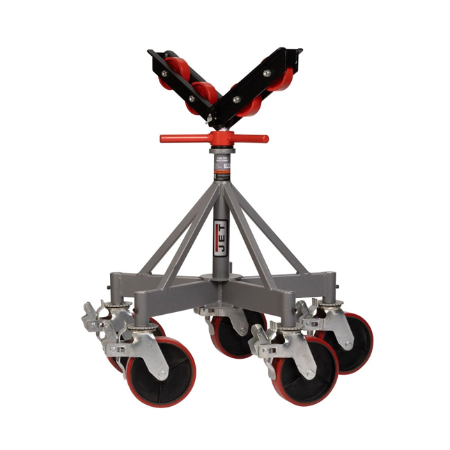 JET Tools 5-Leg Pipe Jack Stand w/ Casters & Steel Rollers