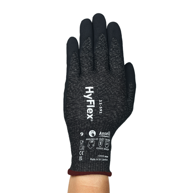 Ansell HyFlex® 11-591 ANSI A9 Cut, Nitrile, 18 gauge Knit Glove
