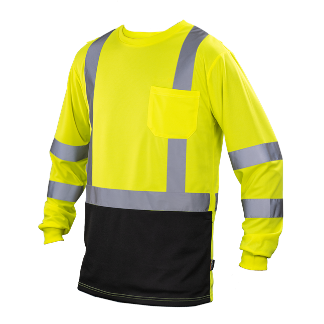 Illuminator™ Long Sleeve Class 3 Black Bottom Hi Viz T-Shirt