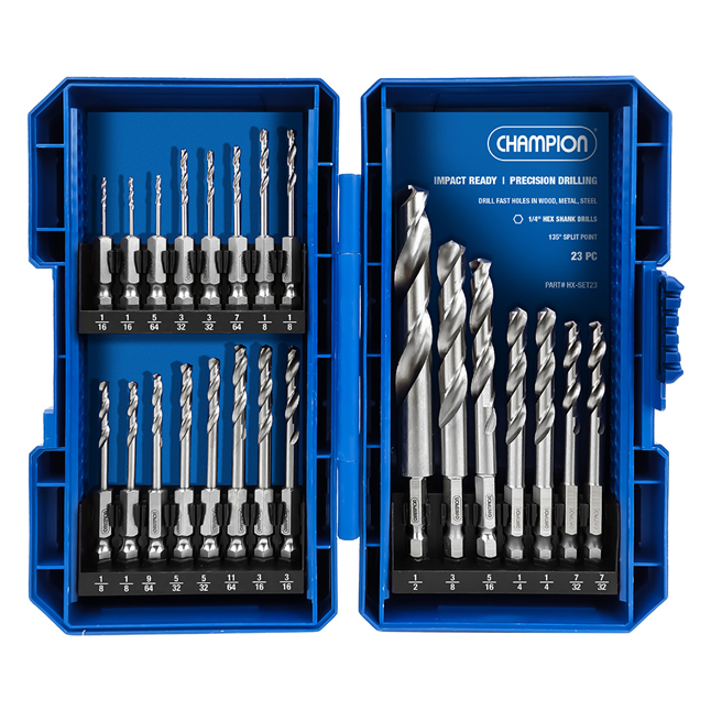Champion Hex Shank Drill Bit Set, 23 Pieces