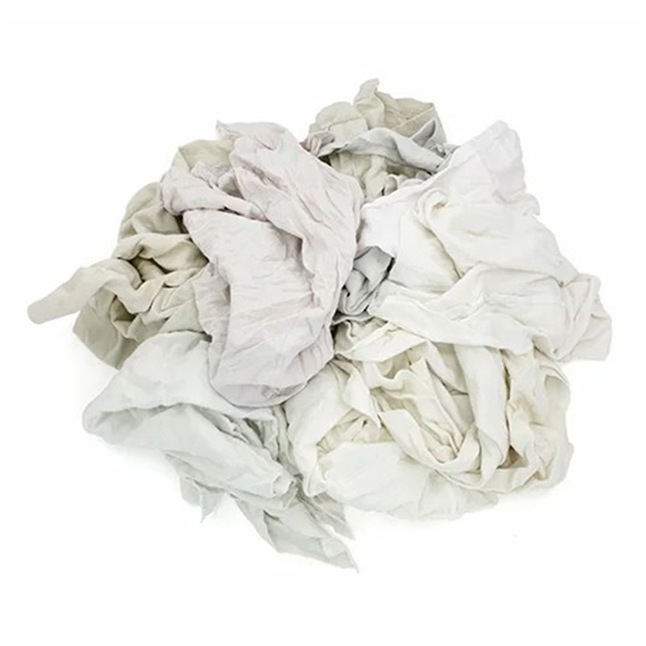 Reclaimed White Knits T-Shirt Rags, Metal Scanned