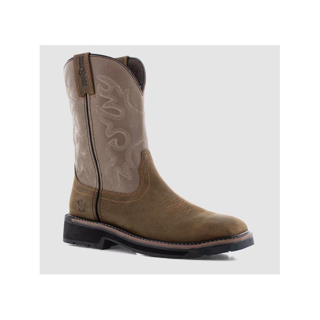 Iron Age Outlaw cowboy boot, steel toe, brown, men's