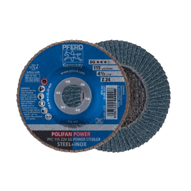 Pferd Power Steelox Zirconia Flap Disc, T29 Z SG, 4-1/2" x 7/8"