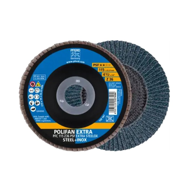 Pferd Extra Steelox Zirconia Flap Disc, T29 Z PSF, 4-1/2" x 7/8"