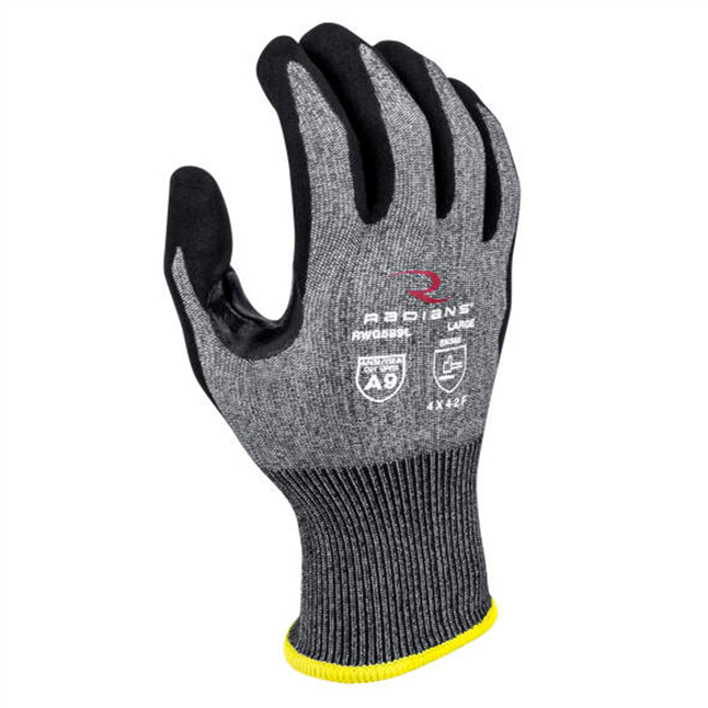 Radians ANSI A9 Cut Sandy Nitrile, 18 gauge Knit Glove