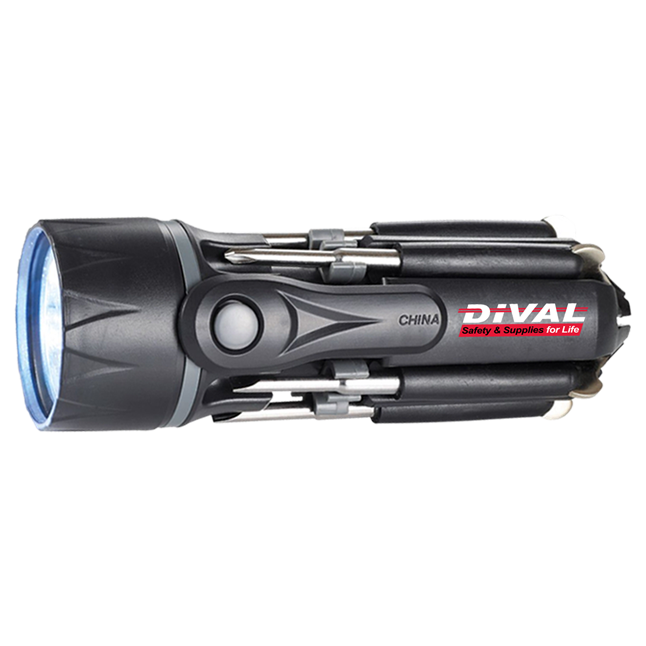 Spidey 8-in-1 Screwdriver Flashlight with DiVal Logo