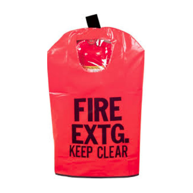 Fire extinguisher cover w/hook & loop, window