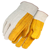 Gold Cotton Chore Gloves with Canvas Back, Band Top Cuff Main Image